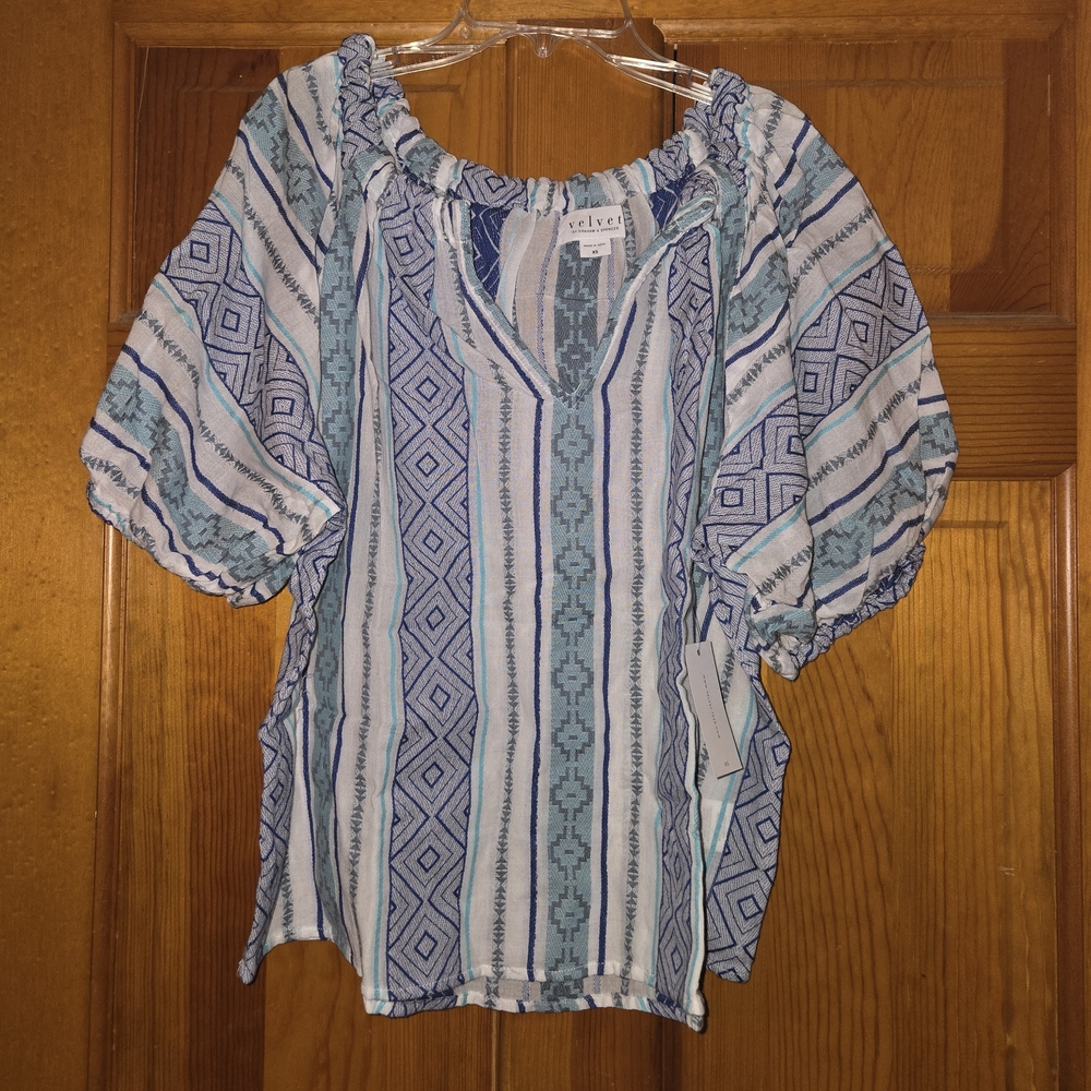 Velvet by Graham & Spencer Kimmy Boho Top Aztec Size XS NWT